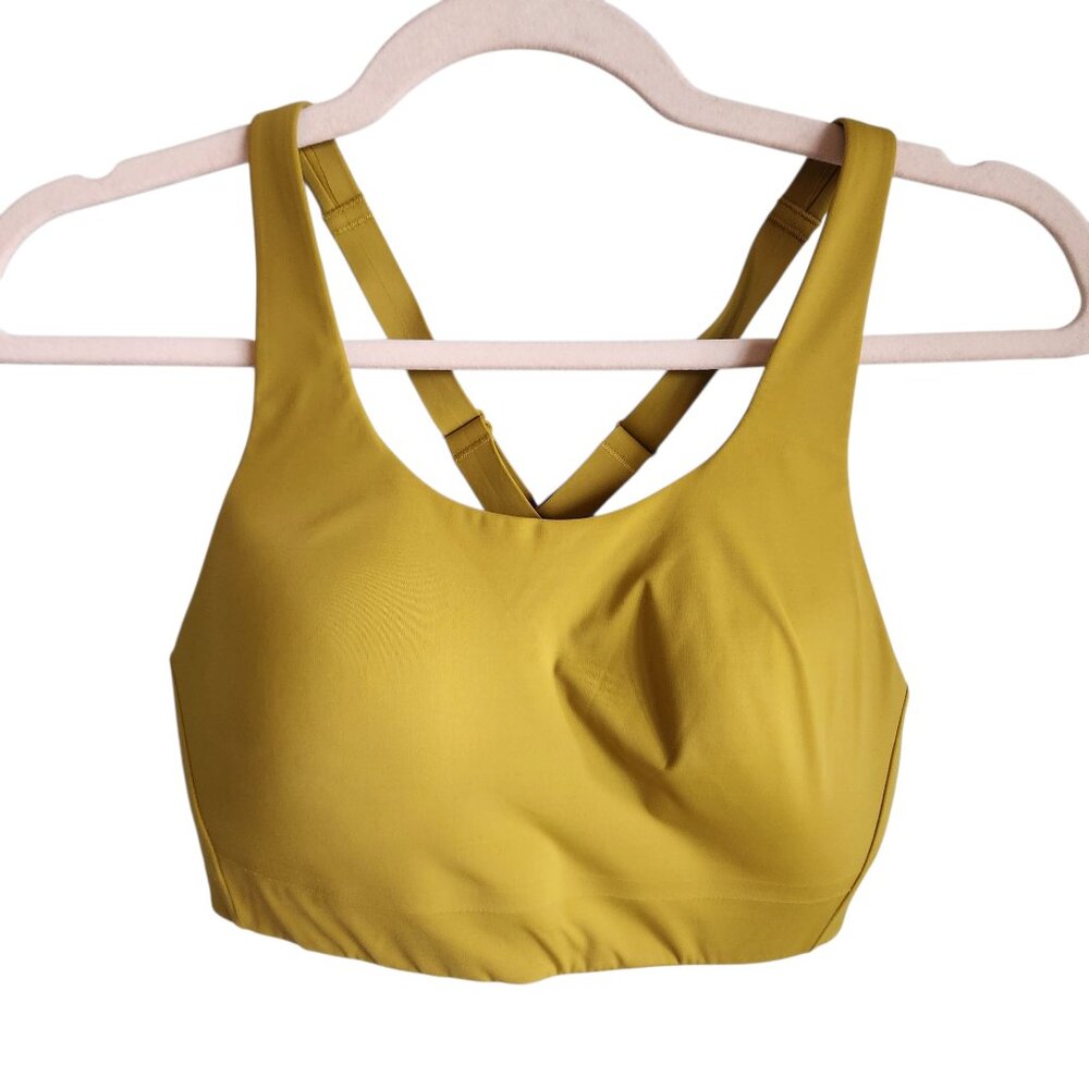 Athleta Sports Bra 32D Yellow Advance Bra High Impact Back Close Wireless